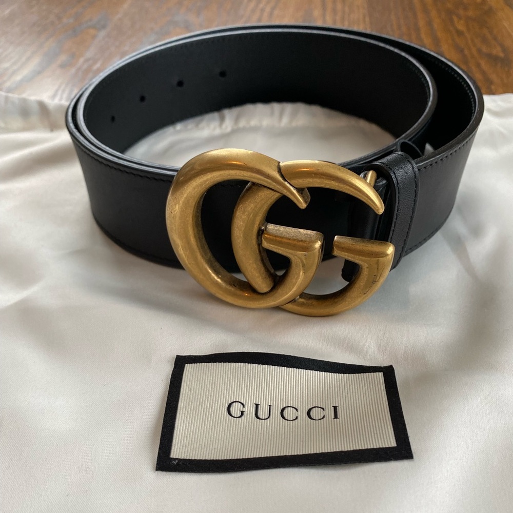 Gucci GG Marmont Black Leather Belt
